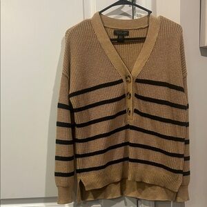 Rachel Zoe Tan and Black Striped Cardigan